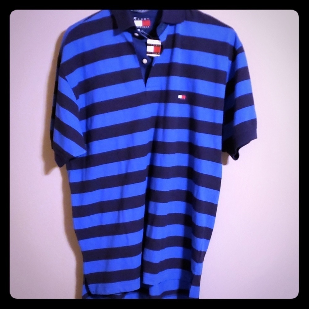 NWT Tommy hilfiger polo blue striped cotton